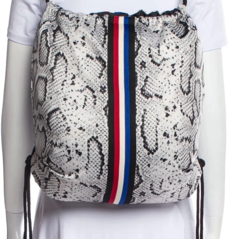 Pam & Gela Python Print Backpack Shoulder Bag Red White Blue Neiman Marcus